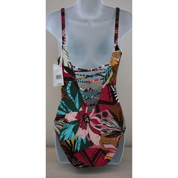 Bleu by Rod Beattie Sz 10 Multi Lace-Up Over-the-Shoulder 1-Piece Swimsuit $129 - Picture 2 of 16